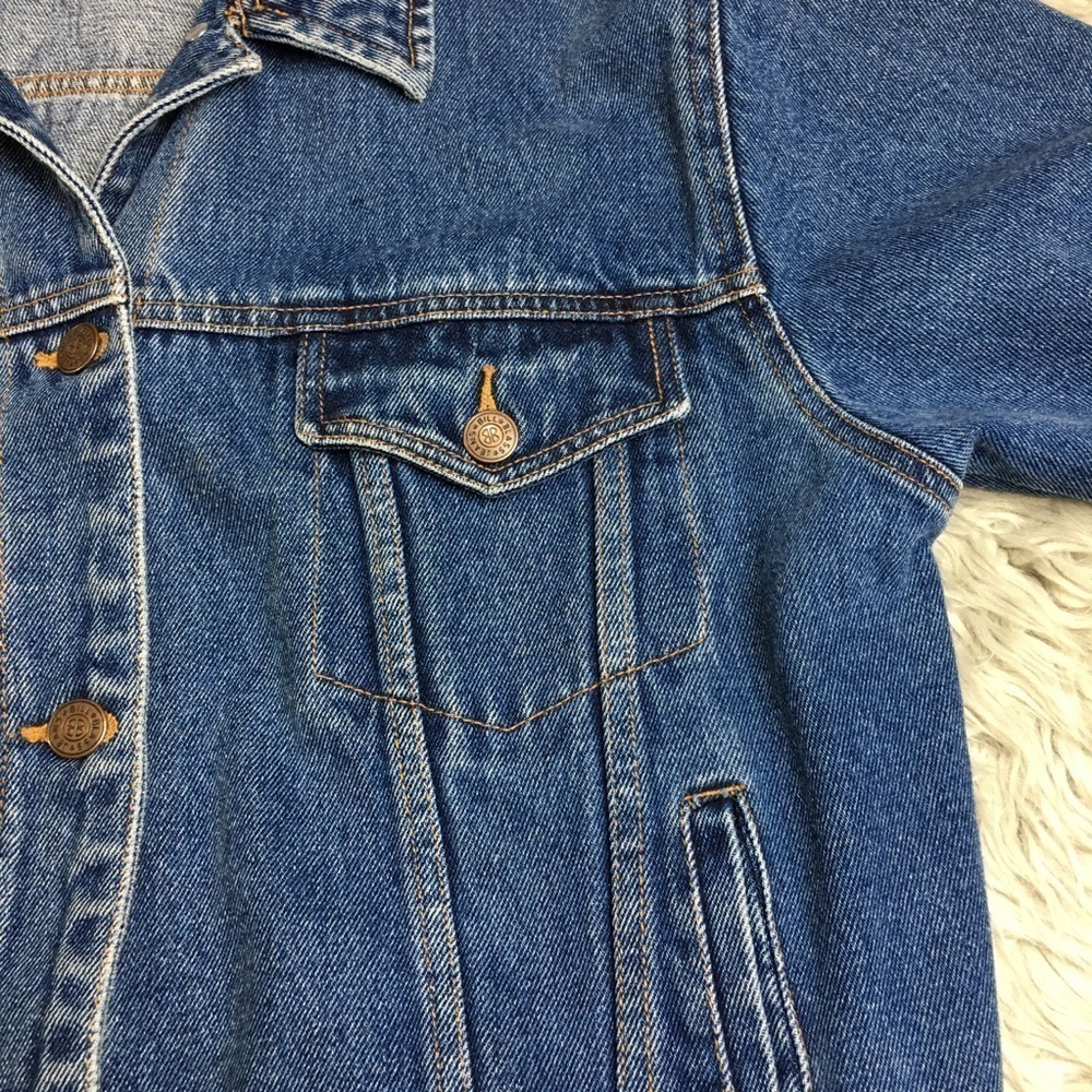 Vintage 90s Bill Blass Denim Trucker Jacket 100% Cotton Americana Blue Jean Coat - Picture 7 of 8